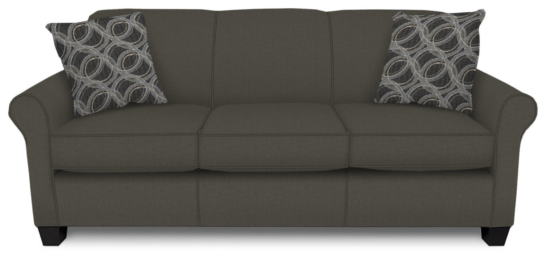 England Angie Casual Rolled Arm Sofa With Accent Pillows VanDrie Home